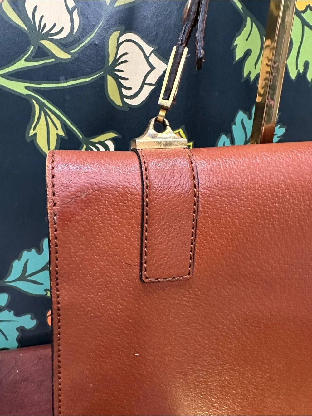 Vintage Bally Made in France Cognac Leather Shoulder Bag Éclair Zipper